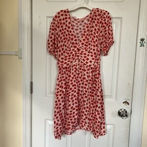 Red Floral Midi Dress